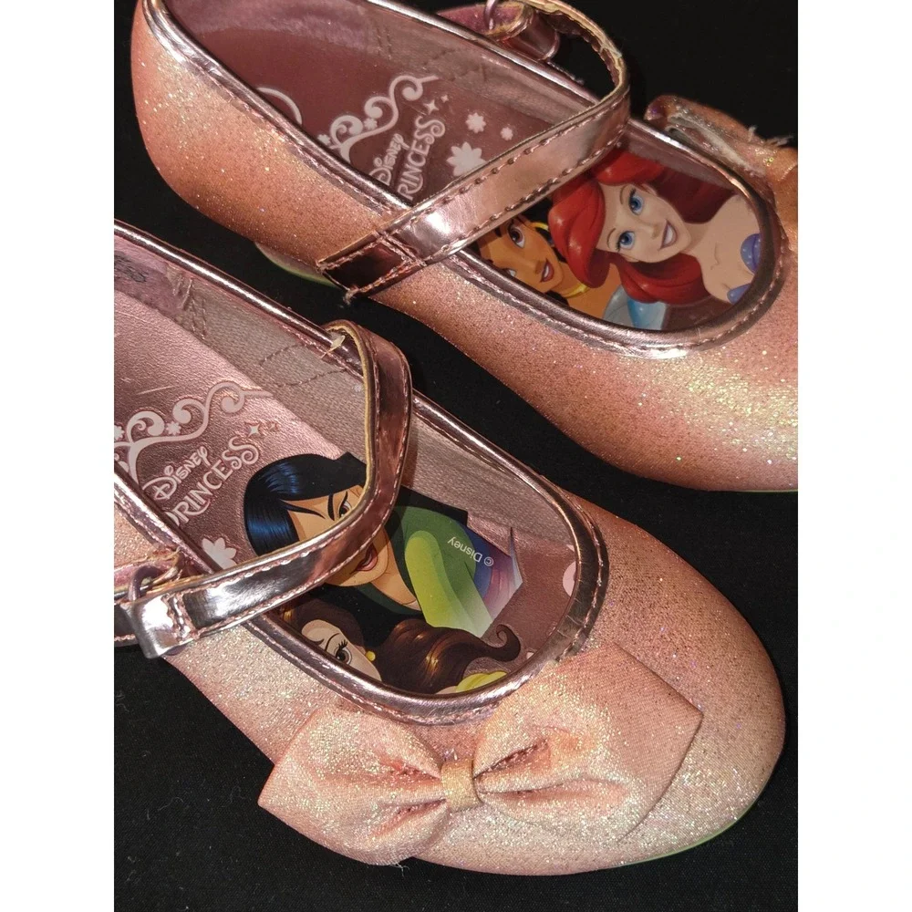 Disney Princess Pink Glitter Bow‎ Heel Dress Up Shoes Girls Size 7